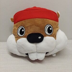 Jaag Beaver Plush Pillow Red Hat Stuffed Animal Head Cushion Brown White 12 Inch